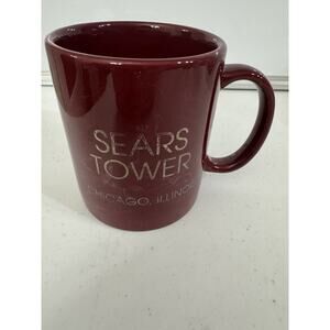 Sears Tower Chicago Marbled Burgandy Vintage Mug With Gold Tower And Writing